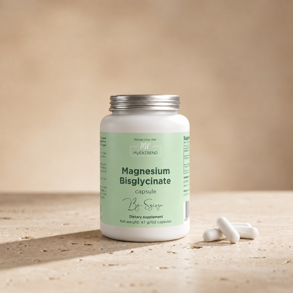 Magnesium Bisglycinat Kapseln für Schlaf & Muskeln, 60 Kapseln