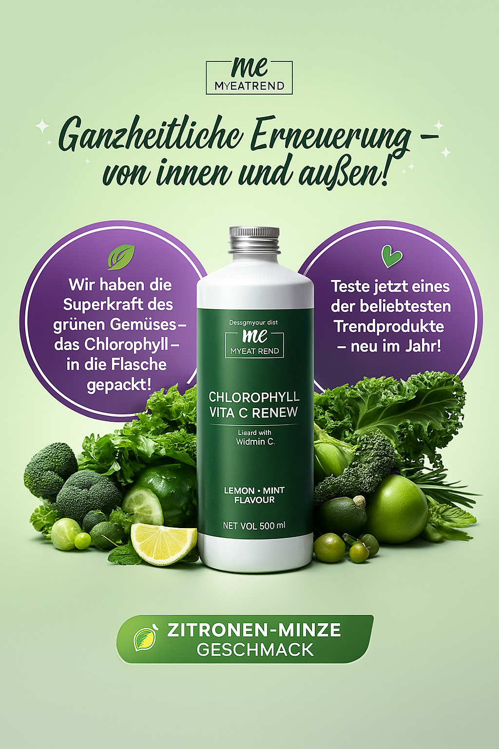 MYEATREND Chlorophyl Vita C Renew Zitrone-Menthol, 500 ml
